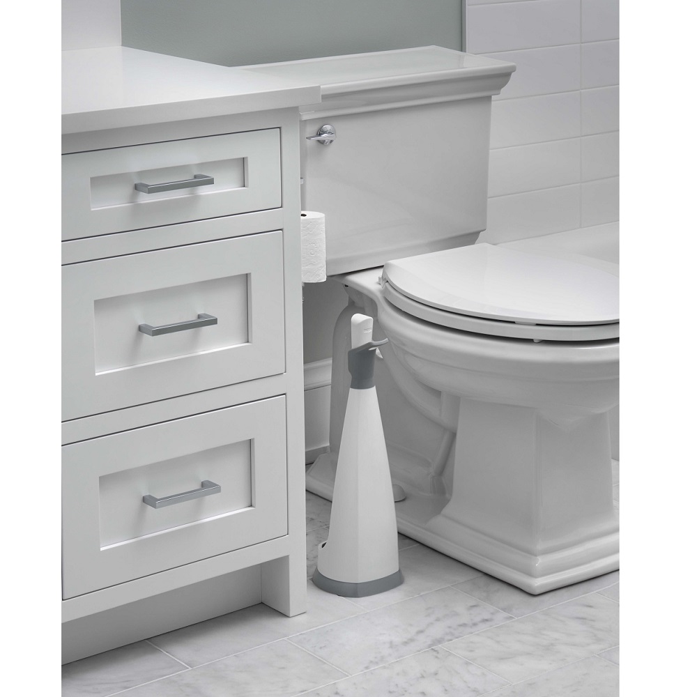 Toilet in a bathroom along with Unger's No-Drip Toilet Brush Set - Unger bathroom cleaning